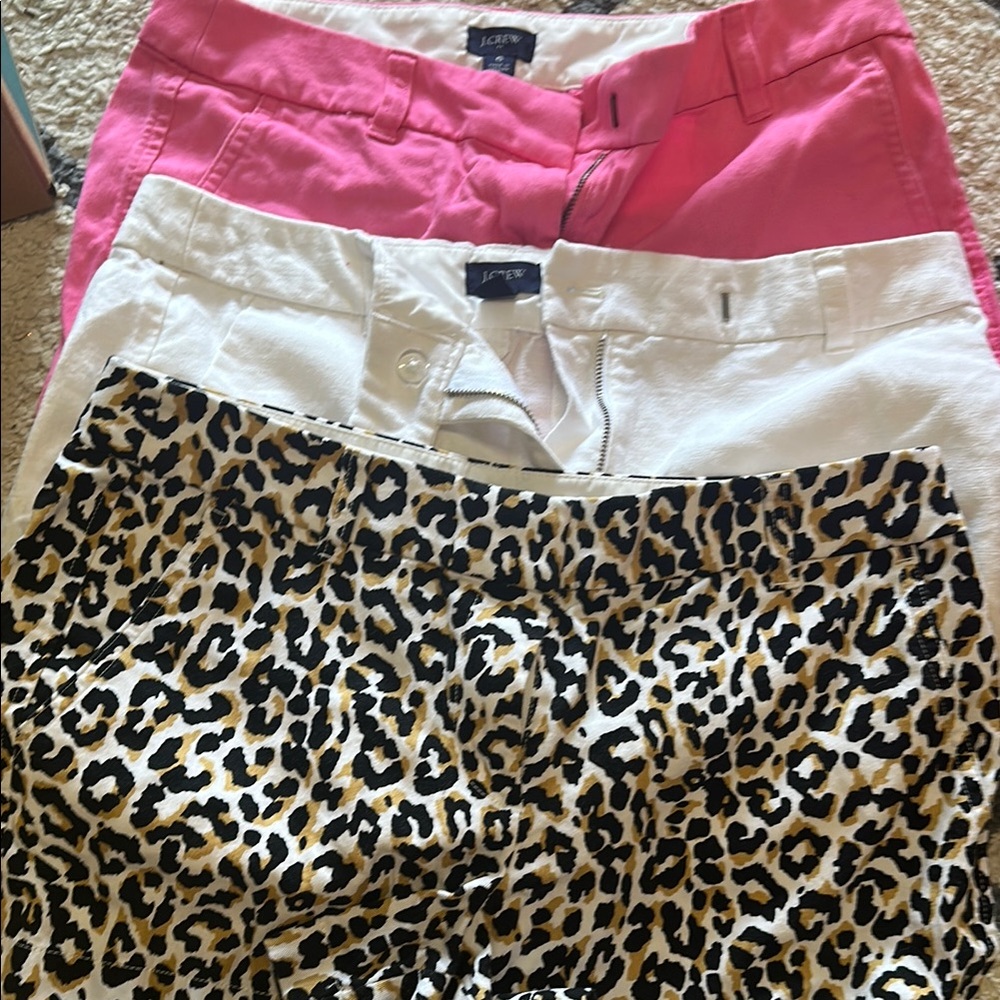 J. Crew Pink and White Bermuda Shorts Casual Style
